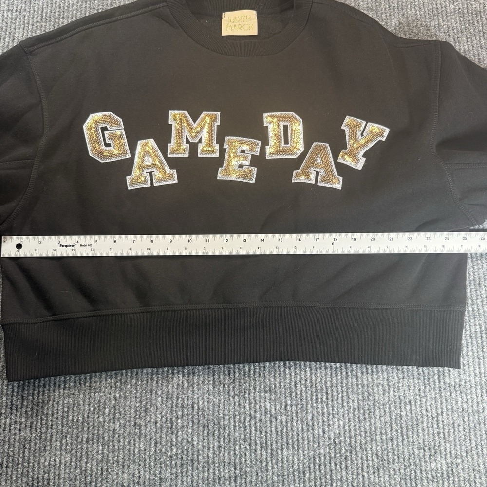 Judith March Gameday Sweatshirt Womens Medium Black Gold Sequin Sports Fan - Picture 7 of 10